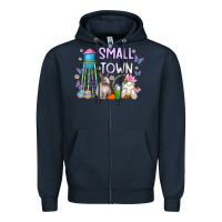 Navy Small Town Easter Day Zipper Hoodie - CowhideDigitalArt