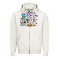 Oatmeal Heather Small Town Easter Day Zipper Hoodie - CowhideDigitalArt