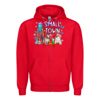 Red Small Town Easter Day Zipper Hoodie - CowhideDigitalArt