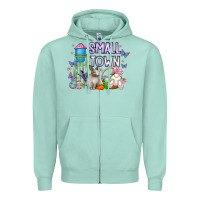 Seafoam Small Town Easter Day Zipper Hoodie - CowhideDigitalArt