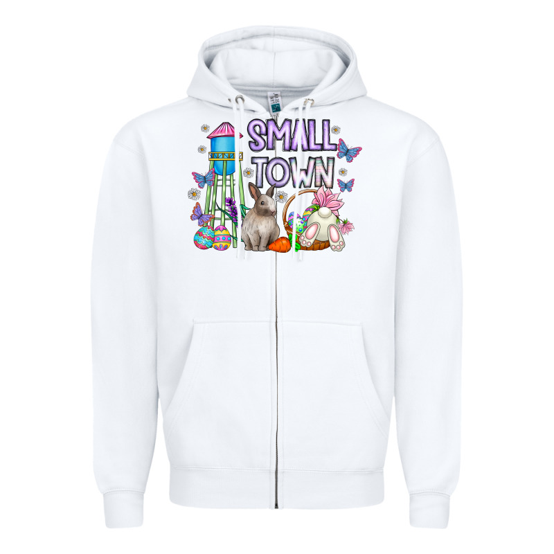 Small Town Easter Day Zipper Hoodie by CowhideDigitalArt | Teevron