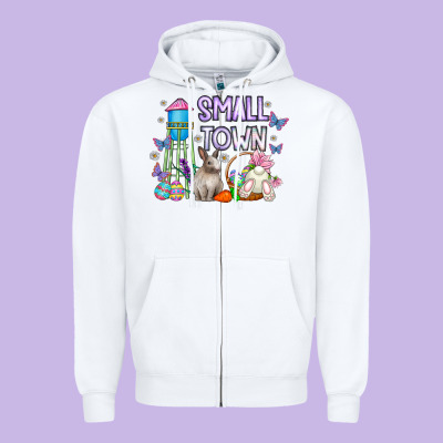 Small Town Easter Day Zipper Hoodie Designed By Cowhidedigitalart
