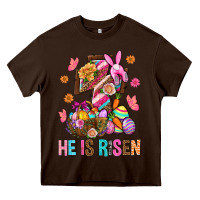 Chocolate Brown He Is Risen Easter Heavy Core Tee - BundleAndBundleShop