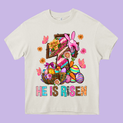He Is Risen Easter Heavy Core Tee Designed By Bundleandbundleshop