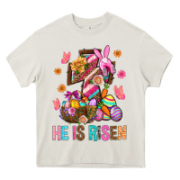 Cream He Is Risen Easter Heavy Core Tee - BundleAndBundleShop
