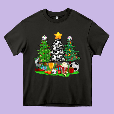 Christmas With Soccer Trees Heavy Core Tee Designed By Bundleandbundleshop