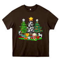 Chocolate Brown Christmas With Soccer Trees Heavy Core Tee - BundleAndBundleShop