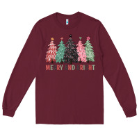 Burgundy merry and bright Long Sleeve Tee - CowGirlArtShop