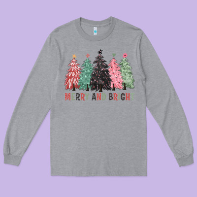 Merry And Bright Long Sleeve Tee Designed By Cowgirlartshop