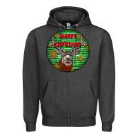Charcoal Heather mule buck deer head christmas Zipper Hoodie - LillyAllenDesigns