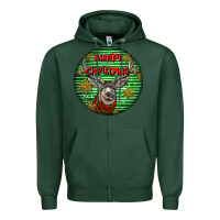 Sports Green mule buck deer head christmas Zipper Hoodie - LillyAllenDesigns