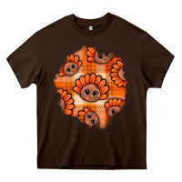 Chocolate Brown Thanksgiving Turkey With Tartan Patch Heavy Core Tee - BundleAndBundleShop