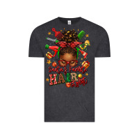 Vintage Black santas favorite hair stylist afro messy bun Vintage Tee - texasbilliewilder