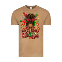 Santas Favorite Hair Stylist Afro Messy Bun Vintage Tee | Teevron