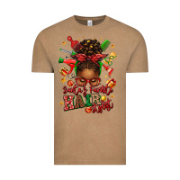 Vintage Coffee santas favorite hair stylist afro messy bun Vintage Tee - texasbilliewilder
