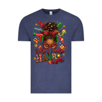 Vintage Denim santas favorite hair stylist afro messy bun Vintage Tee - texasbilliewilder
