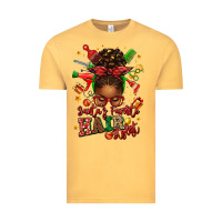 Vintage Mustard santas favorite hair stylist afro messy bun Vintage Tee - texasbilliewilder