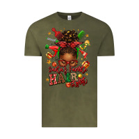 Vintage Olive santas favorite hair stylist afro messy bun Vintage Tee - texasbilliewilder