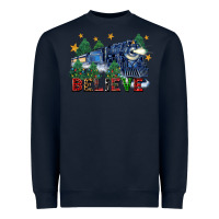 Navy believe polar express christmas trees Heavyweight Sweatshirt - FaDigitalArtStudio