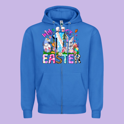 My 1st Easter Zipper Hoodie Designed By Cowhidedigitalart