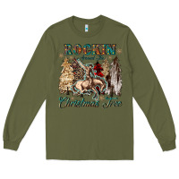 Army Green rockin around the christmas tree Long Sleeve Tee - CowGirlArtShop