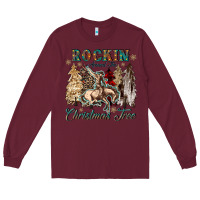 Burgundy rockin around the christmas tree Long Sleeve Tee - CowGirlArtShop
