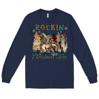 Navy rockin around the christmas tree Long Sleeve Tee - CowGirlArtShop