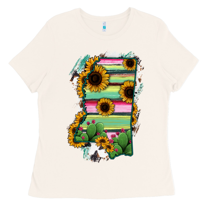 Mississippi Map Sunflower Cactus Serape Ladies Tee by RanaPortraitStore | Teevron