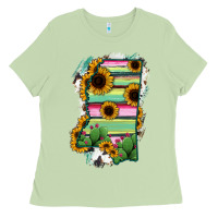 Matcha Mississippi Map Sunflower Cactus Serape Ladies Tee - RanaPortraitStore
