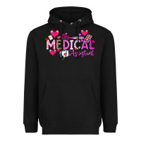 Black Valentine Medical Assistant Heavyweight Hoodie - CowhideDigitalArt