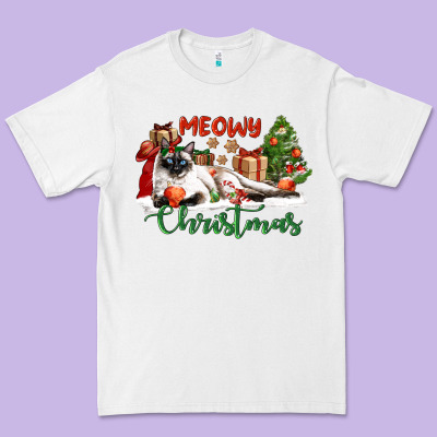 Siamese Cat Meowy Christmas Premium Tee Designed By Lillyallendesigns