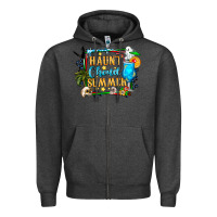 Charcoal Heather name spooky summer vibes Zipper Hoodie - CowhideDigitalArt
