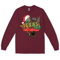 Burgundy texas christmas Long Sleeve Tee - CowGirlArtShop