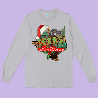 Texas Christmas Long Sleeve Tee Designed By Cowgirlartshop