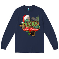 Navy texas christmas Long Sleeve Tee - CowGirlArtShop