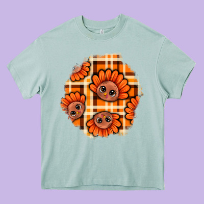 Thanksgiving Turkey With Tartan Patch Heavy Core Tee Designed By Bundleandbundleshop