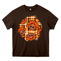 Chocolate Brown Thanksgiving Turkey With Tartan Patch Heavy Core Tee - BundleAndBundleShop