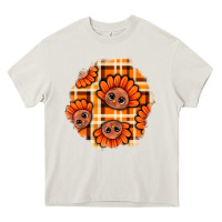 Cream Thanksgiving Turkey With Tartan Patch Heavy Core Tee - BundleAndBundleShop