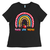 Black teach love inspire rainbow Ladies Tee - Artiststas