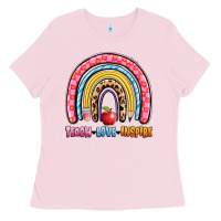 Bubblegum Pink teach love inspire rainbow Ladies Tee - Artiststas