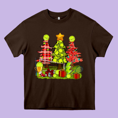 Christmas With Tennis Trees Heavy Core Tee Designed By Bundleandbundleshop