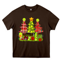 Chocolate Brown Christmas With Tennis Trees Heavy Core Tee - BundleAndBundleShop