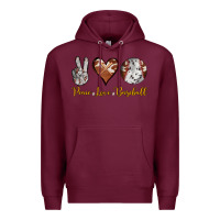 Burgundy peace love baseball Premium Hoodie - RanaPortraitStore
