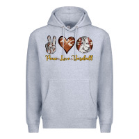 Heather Grey peace love baseball Premium Hoodie - RanaPortraitStore