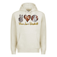 Oatmeal Heather peace love baseball Premium Hoodie - RanaPortraitStore