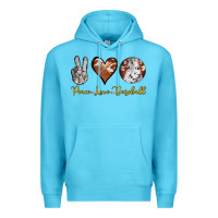 Ocean Blue peace love baseball Premium Hoodie - RanaPortraitStore