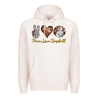 Pale Pink peace love baseball Premium Hoodie - RanaPortraitStore