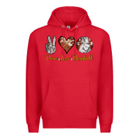 Red peace love baseball Premium Hoodie - RanaPortraitStore