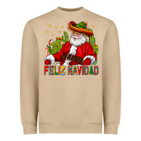 Mushroom Feliz Navidad Santa With Cactus Heavyweight Sweatshirt - BundleAndBundleShop