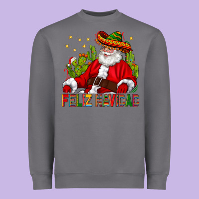 Feliz Navidad Santa With Cactus Heavyweight Sweatshirt Designed By Bundleandbundleshop